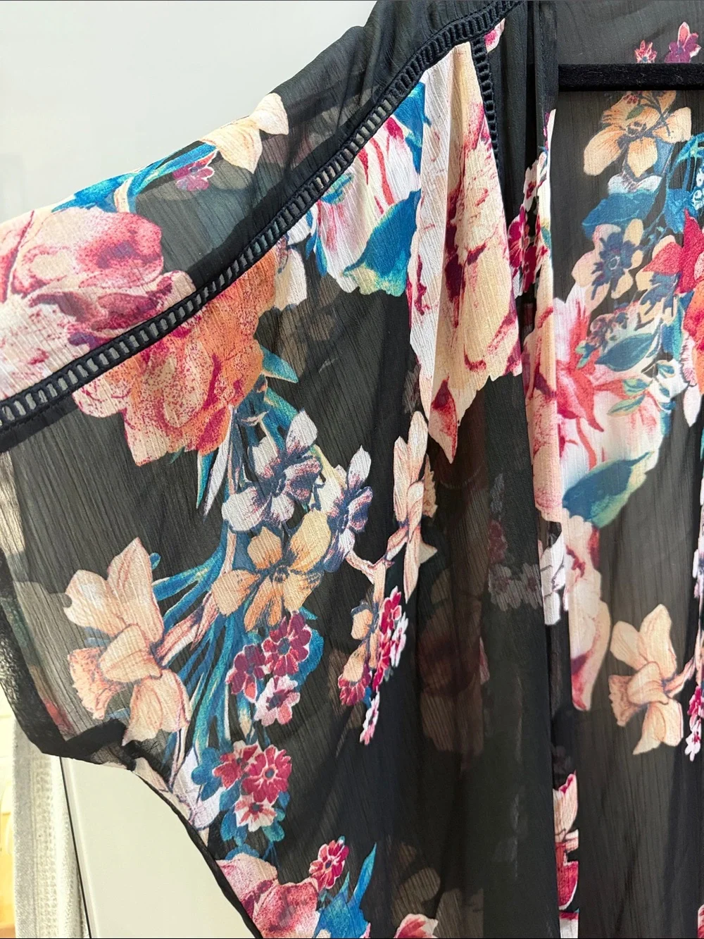 Band of Gypsies Black Floral Sheer Kimono
